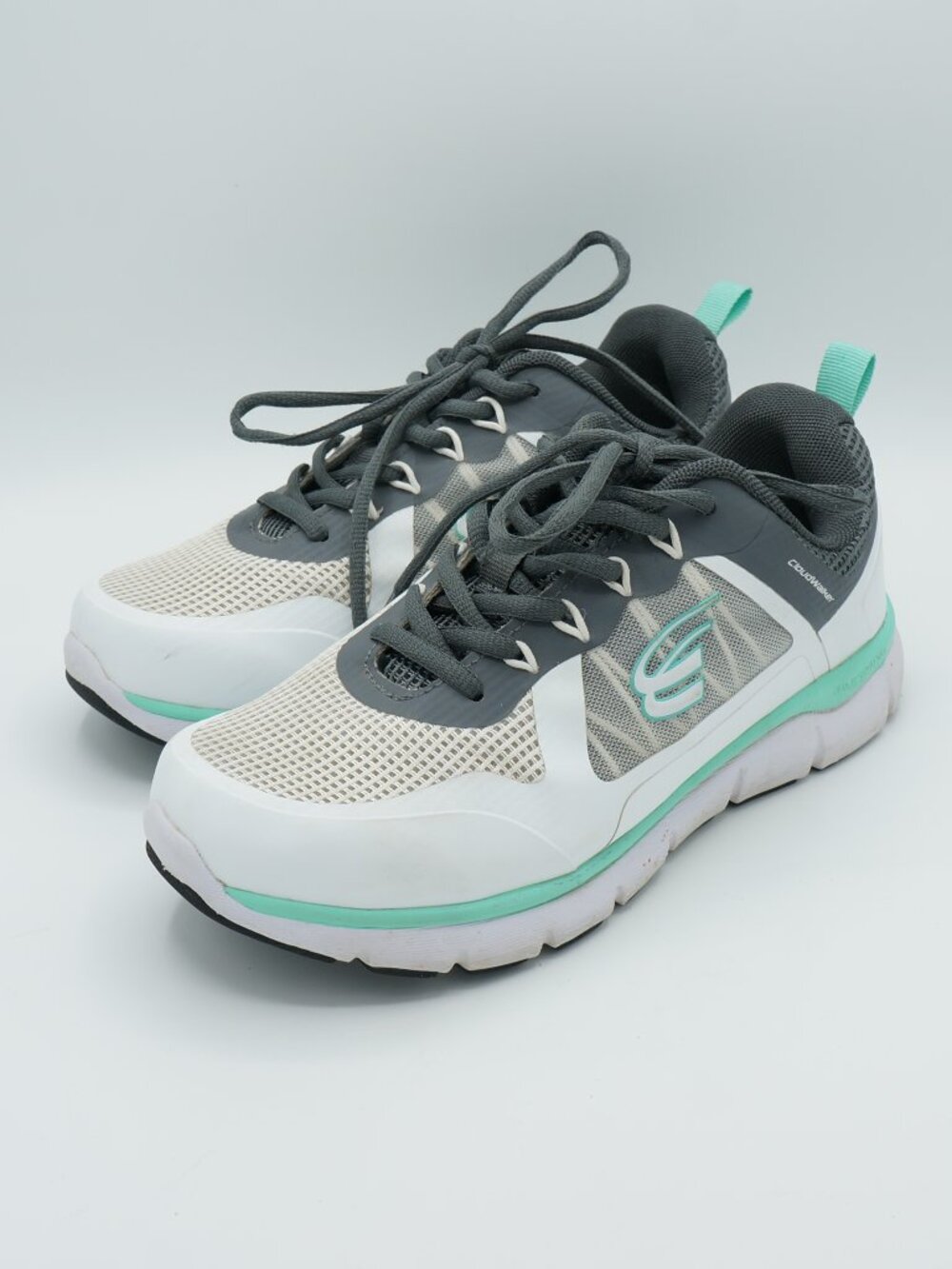Spira CloudWalker Extra Wide 4E Walking Shoes White Grey Mint Women's Size 6